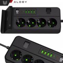 Rozgałęźnik gniazdka Alogy Plug Extender rozdzielacz adapter przedłużacz z ładowarką Qi indukcyjną 4x wtyczka EU + 4x USB + 2x U