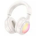 HOCO słuchawki bezprzewodowe bluetooth nagłowne W48 białe z podświetleniem LED RGB