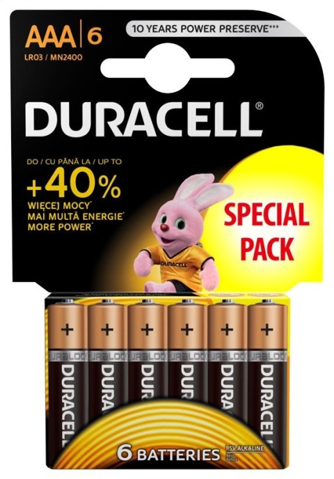 DURACELL BATTERY ALKALINE BASIC LR03/AAA BLISTER *6