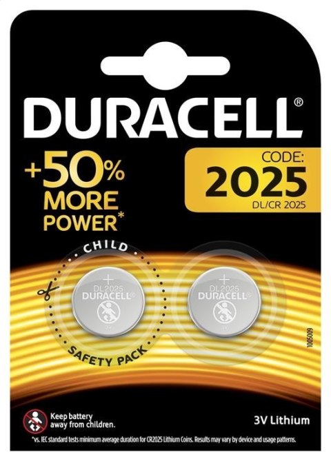 DURACELL BATTERY LITHIUM DL2025 BLISTER *2