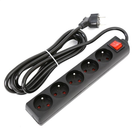 FIESTA EXTENSION CORD LISTWA ZASILAJĄCA 3,0M 10A 5 SOCKET TYPE E FRENCH BLACK [42044]