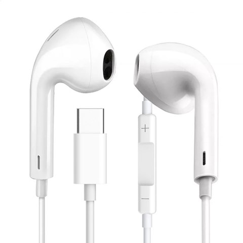 FIESTA EARPHONES WITH MIC USB-C SŁUCHAWKI PRZEWODOWE DOUSZNE Z MIKROFONEM I USB-C WHITE [45647]