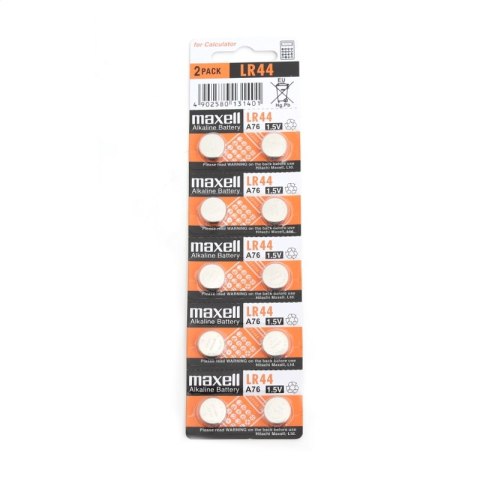 MAXELL BATTERY LR44 10PK (5X2) BLISTER 775011.00.CN