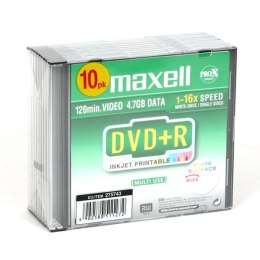 MAXELL DVD+R 4,7GB 16X PRINTABLE FF WHITE SLIM*10 275743.30.TW