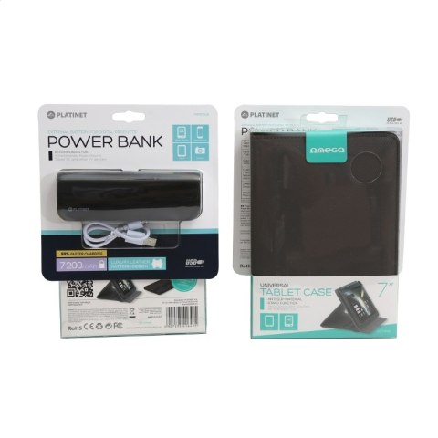 OMEGA TABLET E-BOOK CASE+POWER BANK PROMO BUNDLE ETUI NA TABLET E-BOOK 7" MARYLAND BLACK + POWER BANK 7200 [43894]