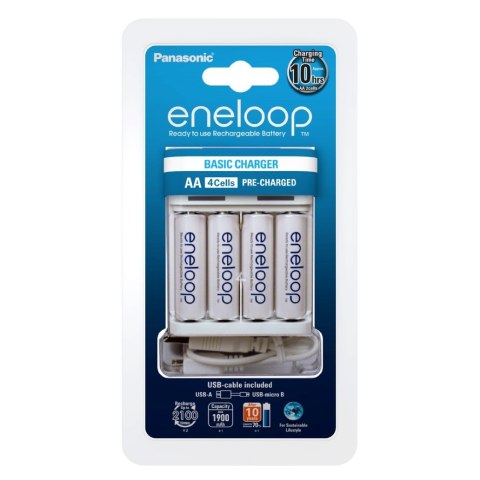 PANASONIC ENELOOP CHARGER ŁADOWARKA 4-POS BASIC USB + 4x R6/AA 1900mAh ACCUMULATOR K-KJ61MCC40USB