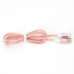 OMEGA CANTIL FABRIC CABLE KABEL BRAIDED MICRO USB TO USB 2A 118 COPPER 1M ROSE GOLD [44260] TE