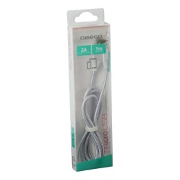 OMEGA CANTIL FABRIC CABLE KABEL BRAIDED MICRO USB TO USB 2A 118 COPPER 1M SILVER [44261] TE