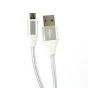 OMEGA CANTIL FABRIC CABLE KABEL BRAIDED MICRO USB TO USB 2A 118 COPPER 1M SILVER [44261] TE