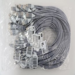 OMEGA CANTIL FABRIC CABLE KABEL BRAIDED MICRO USB TO USB 2A 118 COPPER POLYBAG OEM 1M GREY [44174]