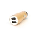 OMEGA CAR CHARGER ŁADOWARKA SAMOCHODOWA METAL 2xUSB 5V 2.1A GOLD [44250]