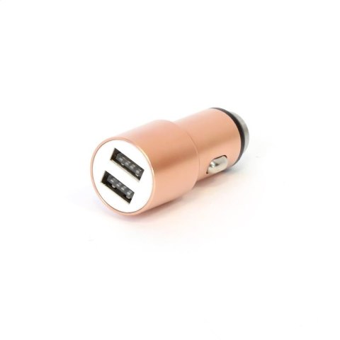 OMEGA CAR CHARGER ŁADOWARKA SAMOCHODOWA METAL 2xUSB 5V 2.1A ROSE GOLD [44251]