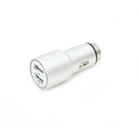 OMEGA CAR CHARGER ŁADOWARKA SAMOCHODOWA METAL 2xUSB 5V 2.1A SILVER [43344]