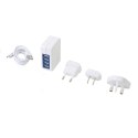 OMEGA CHARGER 4-PORT USB 4A WHITE US + EU + UK plug [42674]