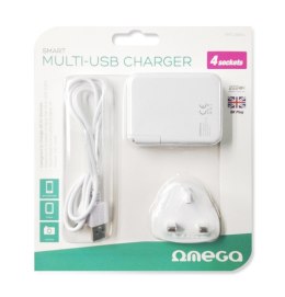 OMEGA CHARGER ŁADOWARKA 4-PORT USB 4A WHITE UK plug [42673] TE