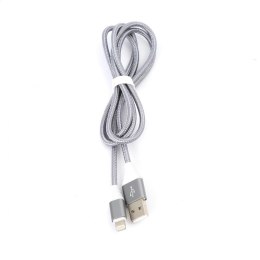 OMEGA COBRA FABRIC CABLE KABEL BRAIDED LIGHTNING TO USB 2A TAIWAN CHIP 1M GREY [44263] TE