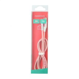 OMEGA COBRA FABRIC CABLE KABEL BRAIDED LIGHTNING TO USB 2A TAIWAN CHIP 1M ROSE GOLD [44264] TE