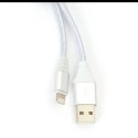 OMEGA COBRA FABRIC CABLE KABEL BRAIDED LIGHTNING TO USB 2A TAIWAN CHIP 1M SILVER [44265] TE