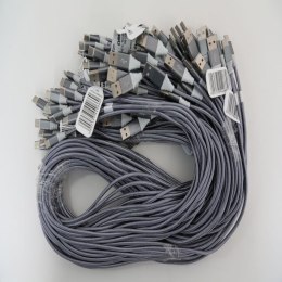 OMEGA CROTALUS FABRIC CABLE KABEL BRAIDED TYPE-C TO USB 2A 118 COPPER POLYBAG 1M GREY [44066]