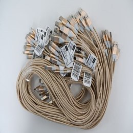 OMEGA CROTALUS FABRIC CABLE KABEL BRAIDED TYPE-C TO USB 2A 118 COPPER POLYBAG OEM 1M GOLD [44065]
