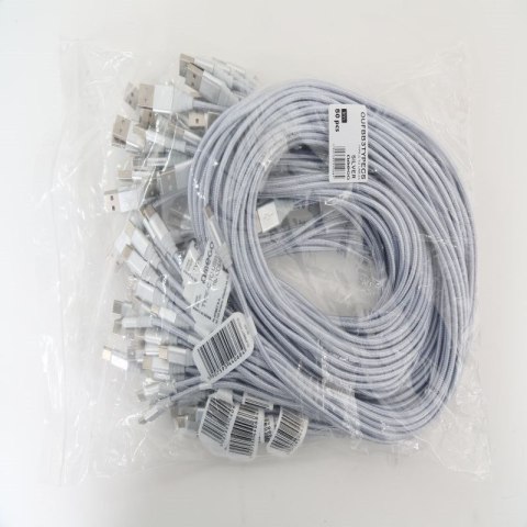 OMEGA CROTALUS FABRIC CABLE KABEL BRAIDED TYPE-C TO USB 2A 118 COPPER POLYBAG OEM 1M SILVER [44068]