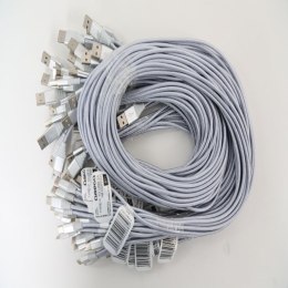 OMEGA CROTALUS FABRIC CABLE KABEL BRAIDED TYPE-C TO USB 2A 118 COPPER POLYBAG OEM 1M SILVER [44068]