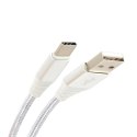 OMEGA DYSFOLID FABRIC CABLE KABEL BRAIDED TYPE-C TO USB 2A 118 COPPER 1M GREY [44267] TE