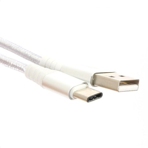 OMEGA DYSFOLID FABRIC CABLE KABEL BRAIDED TYPE-C TO USB 2A 118 COPPER 1M SILVER [44269] TE