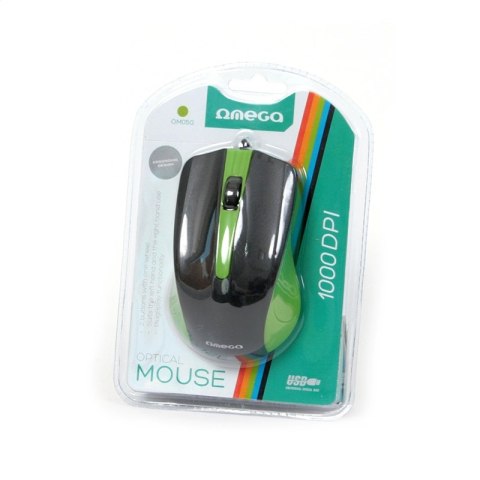 OMEGA MOUSE MYSZ OPTICAL 1000DPI BLISTER BLACK GREEN [41788]