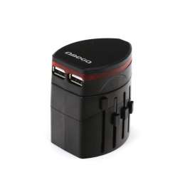 OMEGA POWER TRAVEL ADAPTOR 220-250V 4 IN 1 WITH USB (43354) BLACK