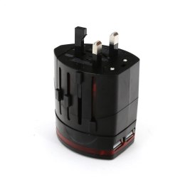 OMEGA POWER TRAVEL ADAPTOR 220-250V 4 IN 1 WITH USB (43354) BLACK