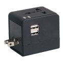 OMEGA POWER TRAVEL ADAPTOR 220-250V 4 in 1 WITH USB CHARGER BLACK