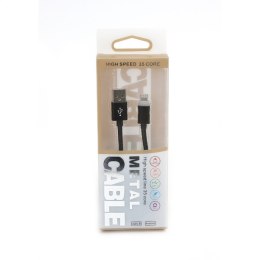 OMEGA USB 2.0 CABLE KABEL LIGHTNING IPHONE IPAD LED PLUG 1M BLACK [43462]