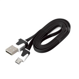 OMEGA USB 2.0 FLAT CABLE KABEL MICRO FOR SMARTPHONES TABLETS 1M BLACK [41856]
