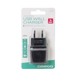 OMEGA WALL CHARGER ŁADOWARKA ŚCIENNA USB 5V 1A BLISTER BLACK [43137] TE