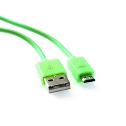 OMEGA BAJA PVC MICRO USB TO USB & DATA POLY CABLE KABEL 2A 1M GREEN [44341]