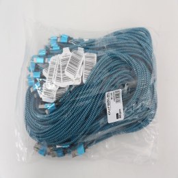 OMEGA CORDYL FABRIC CABLE KABEL BRAIDED LIGHTNING TO USB 2A POLY 1M BLUE [44037]