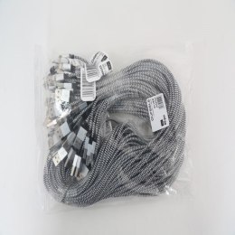 OMEGA CORDYL FABRIC CABLE KABEL BRAIDED LIGHTNING TO USB 2A POLY 1M SILVER [44044]