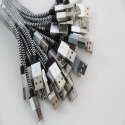 OMEGA CORDYL FABRIC CABLE KABEL BRAIDED LIGHTNING TO USB 2A POLY 1M SILVER [44044]