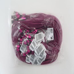 OMEGA CORDYL FABRIC CABLE KABEL BRAIDED LIGHTNING TO USB 2A POLYBAG OEM 1M ROSE RED [44041]