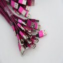 OMEGA CORDYL FABRIC CABLE KABEL BRAIDED LIGHTNING TO USB 2A POLYBAG OEM 1M ROSE RED [44041]