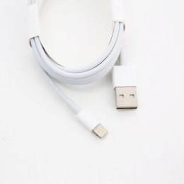 OMEGA FABRIC CABLE KABEL HIGH QUALITY LIGHTNING TO USB 1,2A 100 COPPER TAIWAN POLY 2M WHITE [44278] TE