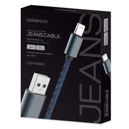 OMEGA JEANS CABLE KABEL LIGHTNING TO USB 2A 118 COPPER 1M BOX BLUE [44202]