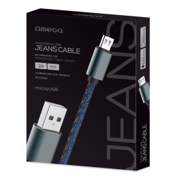 OMEGA JEANS CABLE KABEL MICRO USB TO USB 2A 118 COPPER 1M BOX BLUE [44200]