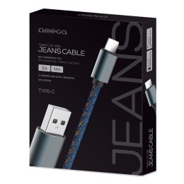 OMEGA JEANS CABLE KABEL TYPE-C TO USB 2A 118 COPPER 1M BOX BLUE [44204]