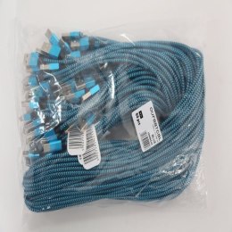 OMEGA MABUYA FABRIC CABLE KABEL BRAIDED TYPE-C TO USB 2A POLYBAG OEM 1M BLUE [44195]