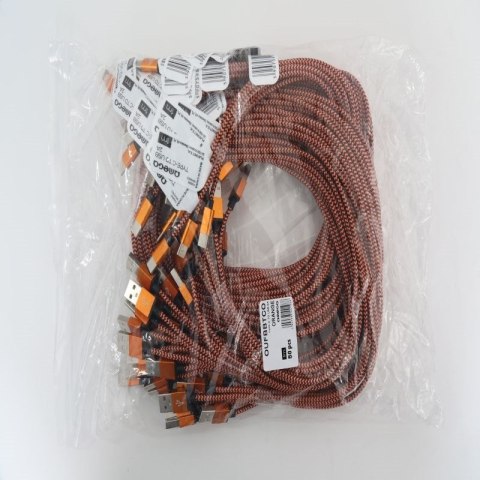 OMEGA MABUYA FABRIC CABLE KABEL BRAIDED TYPE-C TO USB 2A POLYBAG OEM 1M ORANGE [44198]