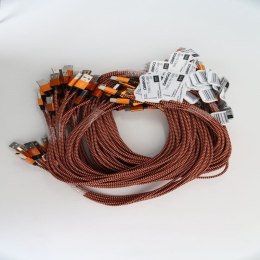 OMEGA MABUYA FABRIC CABLE KABEL BRAIDED TYPE-C TO USB 2A POLYBAG OEM 1M ORANGE [44198]