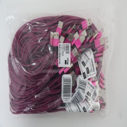 OMEGA MABUYA FABRIC CABLE KABEL BRAIDED TYPE-C TO USB 2A POLYBAG OEM 1M ROSE RED [44197]
