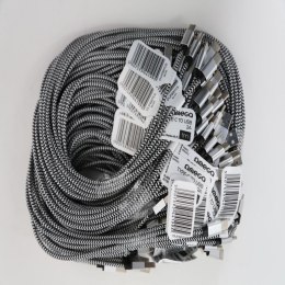 OMEGA MABUYA FABRIC CABLE KABEL BRAIDED TYPE-C TO USB 2A POLYBAG OEM 1M SILVER [44199]